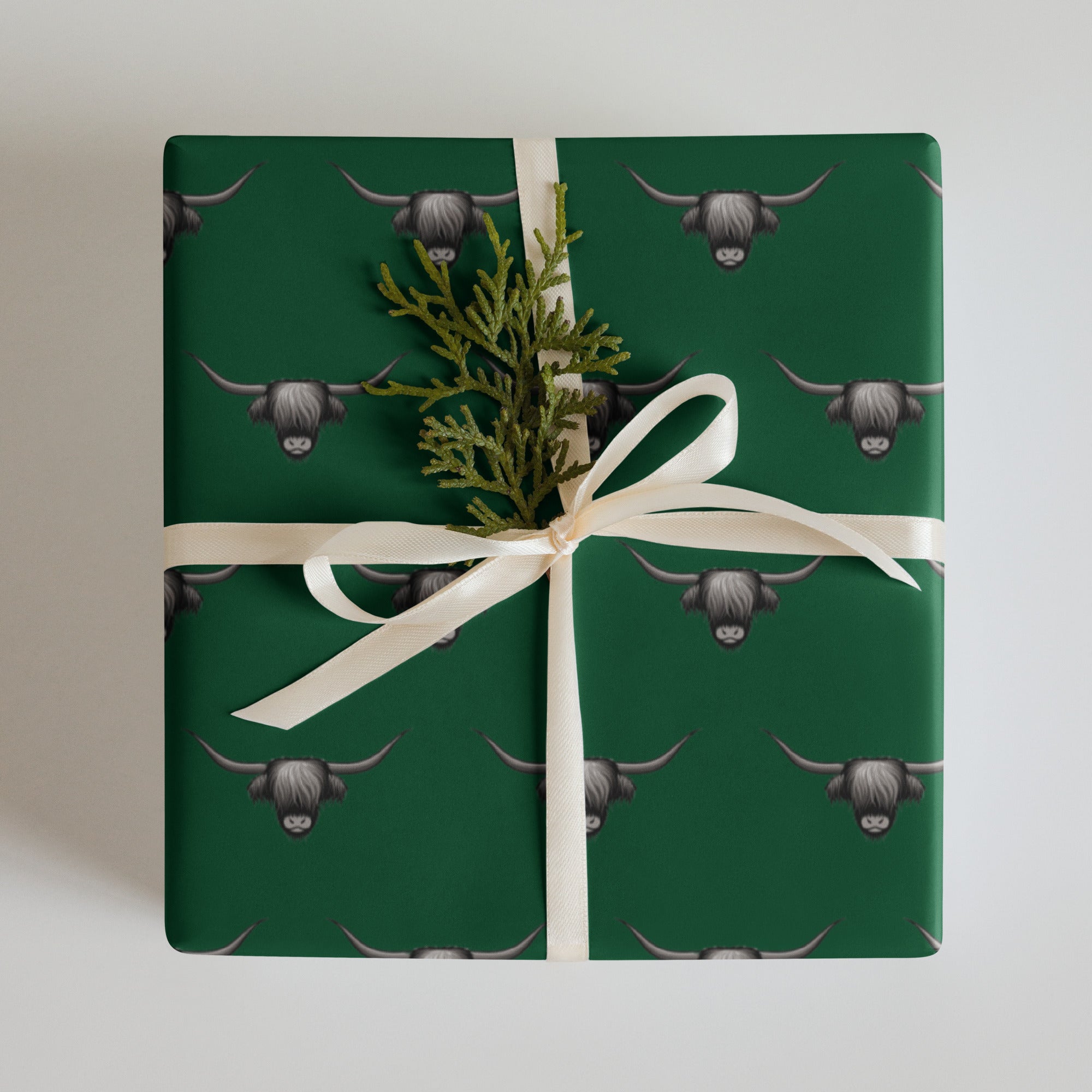 Scottish Highland Wrapping paper sheets, Dark Green